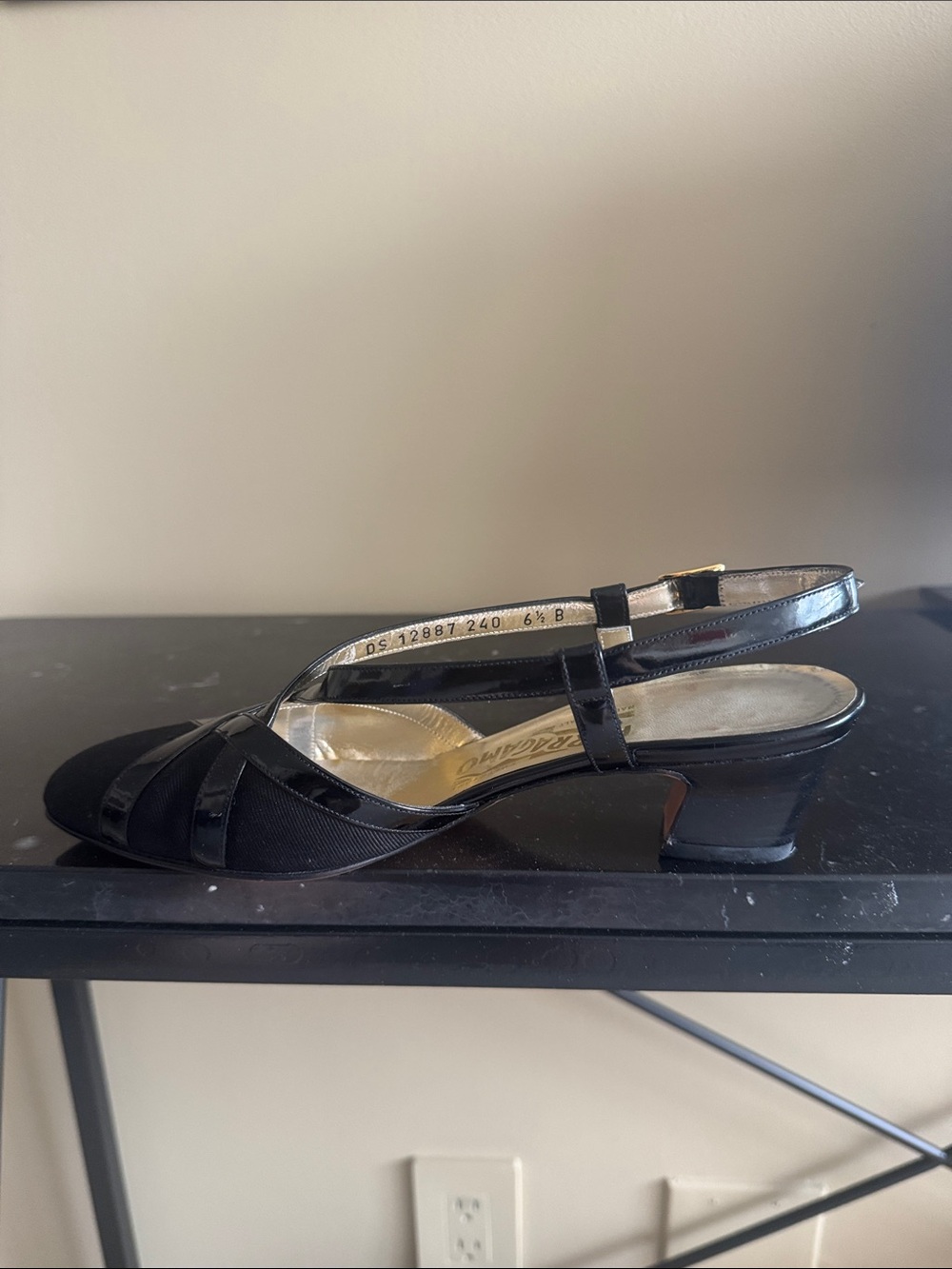 Salvatore Ferragamo Black Crisscross Slingback Dress Shoes - Picture 9 of 10